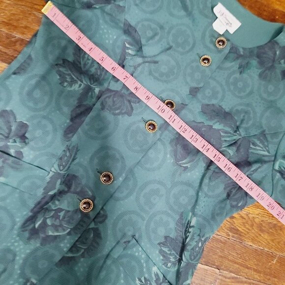 Vintage 90s Dark Green Moody Bohemian Cottagecore Button Down Blouse - Picture 10 of 14